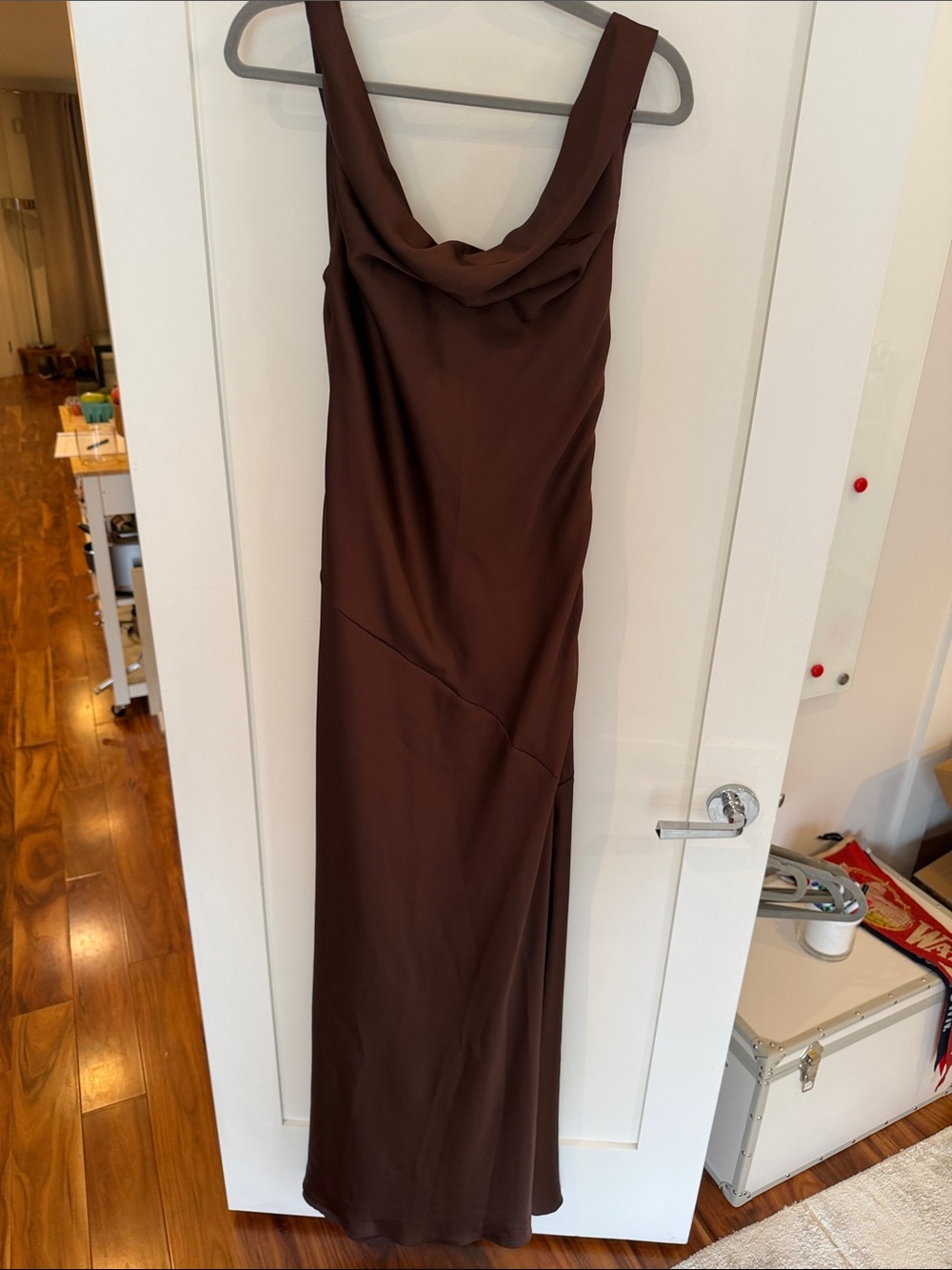 Azazie Brown Cowl Neck Maxi Dress